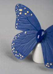 Butterfly Figurine, Golden Luster & Blue