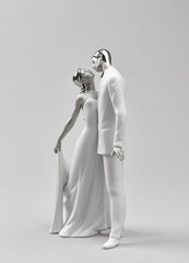Happy Anniversary Couple Figurine, Silver Luster