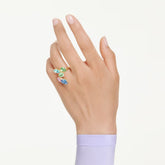 Gema cocktail ring Mixed cuts, Multicolored, Gold-tone plated
