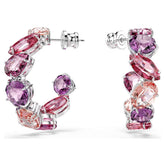 Gema hoop earrings Pink, Rhodium plated