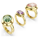 Gema motif ring Set (3), Multicolored, 18K gold plated