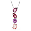 Gema pendant Mixed cuts, Pink, Rhodium plated