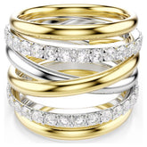 Hyperbola cocktail ring Round cut, White, Mixed metal finish
