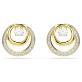 Hyperbola stud earrings Round cut, White, Gold-tone plated