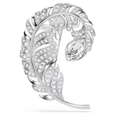 Idyllia brooch Mixed cuts, Feather, Rhodium plated