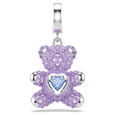 Idyllia charm Mixed cuts, Teddy, Purple, Rhodium plated