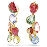Idyllia clip earrings Mixed cuts, Fruit, Ladybug, Multicolored, 18K gold plated