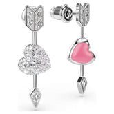 Idyllia drop earrings Mixed cuts, Heart with arrow, White, Rhodium plated