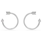 Idyllia hoop earrings Mixed cuts, Arrow, White, Rhodium plated
