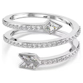 Idyllia motif ring Mixed cuts, Arrow, White, Rhodium plated