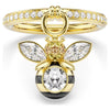 Idyllia motif ring Mixed cuts, Bee, Multicolored, Gold-tone plated