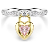 Idyllia motif ring Mixed cuts, Heart, Pink, Mixed metal finish