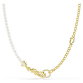 Idyllia necklace Crystal pearl, White, Gold-tone plated
