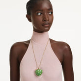 Idyllia pendant Mixed cuts, Apple, Green, 18K gold plated