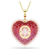 Idyllia pendant Mixed cuts, Heart, Pink, Gold-tone plated