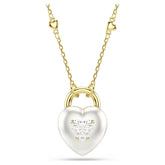 Idyllia pendant Mixed cuts, Heart, White, Gold-tone plated