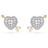 Idyllia stud earrings Mixed cuts, Heart with arrow, White, Mixed metal finish