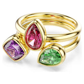 Imber cocktail ring Set (2), Mixed cuts, Multicolored, 18K gold finish