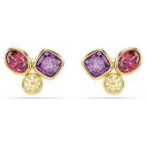 Imber stud earrings Mixed cuts, Multicolored, 18K gold plated