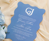 Wavy Flat Card w/ 3D Acrylic Monogram Invitation