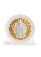 Lord Ganesha Decorative Plate, Golden Luster