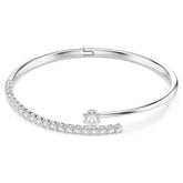 Matrix bangle Round cut, White, Rhodium plated