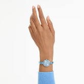 Matrix bangle watch Swiss Made, Crystal bracelet, Blue, Stainless steel