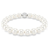 Matrix bracelet Crystal pearl, White, Rhodium plated