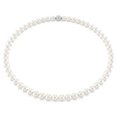 Matrix necklace Crystal pearl, White, Rhodium plated