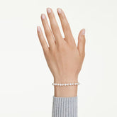 Matrix Tennis bracelet Crystal pearl, Round cut, White, Gold-tone plated