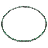 Matrix Tennis necklace Round cut, Green, Ruthenium plated