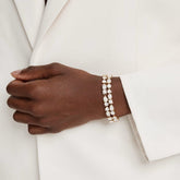 Mesmera bracelet Mixed cuts, White, Gold-tone plated