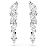 Mesmera earrings Marquise cut, White, Rhodium plated
