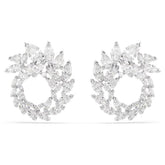 Mesmera hoop earrings Marquise cut, White, Rhodium plated