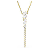 Mesmera Y necklace Mixed cuts, White, 18K gold plated