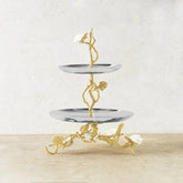 Butterfly Ginkgo Gold Two Tier Etagere