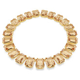 Millenia necklace Oversized crystals, Octagon cut, Caramel, 18K gold plated