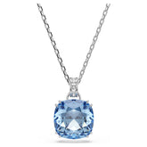Millenia pendant Cushion cut, Blue, Rhodium plated