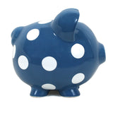 Polka Dot Piggy Bank Dark Blue