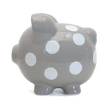 Polka Dot Piggy Bank Gray