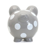 Polka Dot Piggy Bank Gray