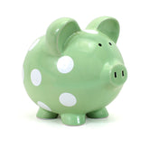 Polka Dot Piggy Bank Sage