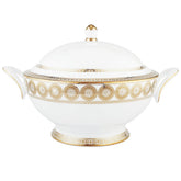 Golden Leaves Covered Vegetable Bowl / Soup Tureen, Gold