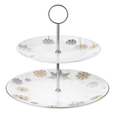 Winter Crystal 2-Tier Cookie / Chocolate Stand Platinum Rim