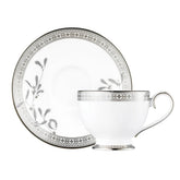Platinum Leaves Tea Cup Saucer Platinum