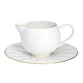 Gem Cut Gold Gravy Boat Saucer