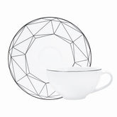 Gem Cut Onyx Tea Cup Saucer