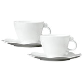 Geometrica White Tea Cup Saucer set of 2