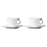 Geometrica Silver Espresso Cup & Saucer, set of 2