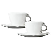 Geometrica Silver Tea Cup & Saucer, set of 2